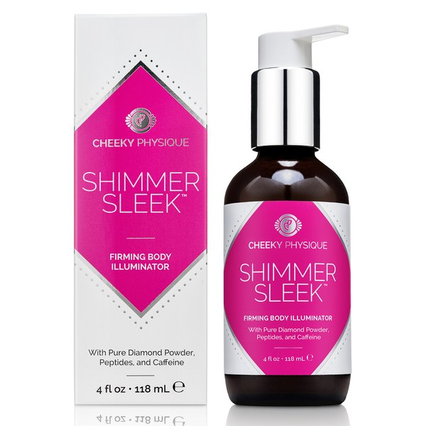 Cheeky Physique Shimmer Sleek Firming Body Illuminator - Shimmering Body Glow Cream with Skin Firming and Light Reflecting Ingredients - Real Diamond Dust + Peptides + Caffeine - 4 oz.