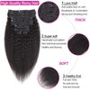 Seelaak 18 Inches 100% Human Hair Kinky Straight Clip in Hair Extensions Brazilian Remy Human Hair Kinky Straight Clip Ins for Black Women 1B# Natural Black Color 8pcs 130g/set