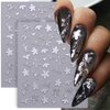 8pcs 3D Bronzing Flower Leaf Nail Art Stickers Metallic Flower Nail Decals Floral Nail Stickers for Nail Art Supplies Rose Gold Silver Petal Leaves Flower Stickers for Girls Women Nail Decor Supplies