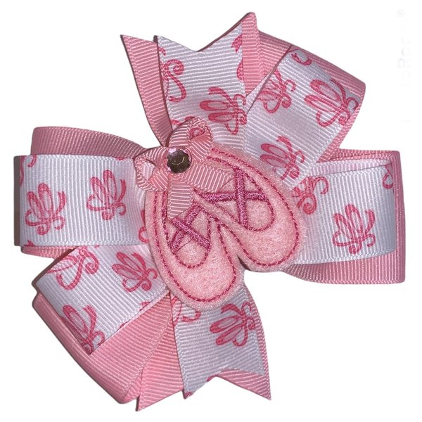 Ballet Slipper Pinwheel Hair Bow 4" Pink