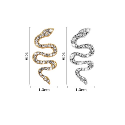 WOKOTO 12pcs Snake Nail Charms For Acrylic Nails 6 Gold And 6 Silver Snake Nail Rhinestones And Charms For Women Nail Art 3d Nail Decorations Snake Alloy Nail Jewels And Rhinestones 3d Nail Charms