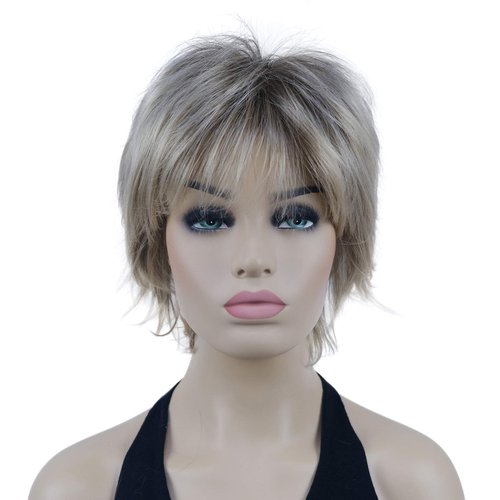 Lydell Short Layered Shaggy Wavy Full Synthetic Wigs (R10-26 Blonde Mixed Dark Root)