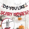 Halloween Banner, Glitter Do You Like Scary Movies Wall Banner Hanging Garland Creepy Horror Scream Movie Night Party Decorations for Halloween Themed Birthday Party Decoration Supplies