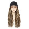 Yunkang Baseball Cap Wig Long Natural Wavy Hair Extensions With Hat Heat Resistant Synthetic Fiber Hairpieces Adjustable Hat Wig for Women Girls (B-M Brown blonde)