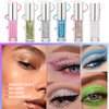 YIBABY 6 Colors Liquid Glitter Eyeliner Makeup Set, Long Lasting Quick Drying & High Pigmented Metallic Shimmer Sparkling Eyeshadow (Blue, Brown, Green, Silver, Pink, White)
