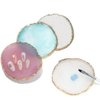 BETURY Resin Nail Art Palette, Nail Art Painting Mixed Color Palette Gold Edge Nail Gel Color Makeup Display Board (3#Blue)