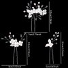 4 Pieces Bridal White Flower Hair Pins Pearl Rhinestone Hair Forks Headpiece Elegant Wedding Hair Accessories for Women Girls Brides Bridesmaids Flower Girls