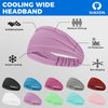 Sukeen Cooling Workout Headbands Women Men, Stretchy Non-Slip Wide Headbands for Women, Sweat Band Moisture Wicking Headbands for Women, Dark Gray/Macaron Blue/Macaron Pink/Mint Green/Lavender/Blue