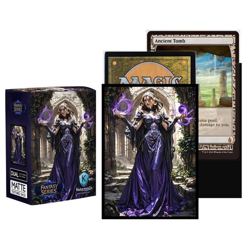 Katomula 100 MTG Card Sleeves with 100 Inner Sleeves, Textured Back Art Sleeves, Black Border & Black Inside, Fit Standard Size Cards - Liliana