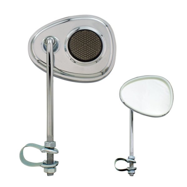 V Bicycle Mirror Chrome, Black Reflector