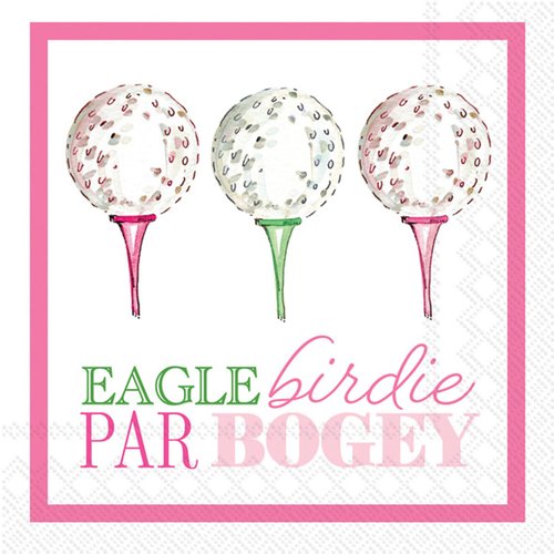 Ladies Golf Themed Party Napkins- 40 Count | 2 packs of 20CT Beverage Napkins | Eagle Birdie Par & Girly Golf Designs, 5" x 5"