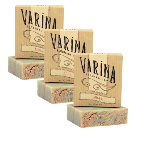Varina Natural Angel Bar Soap - Gentle Cleansing for Sensitive Skin, Floral - 3 Pack - Experience Healthy and Glowing Skin