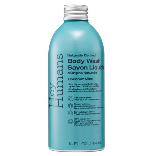 Hey Humans Coconut Mint Hydrating Body Wash with Natural Ingredients - Jojoba Oil | Vegan, Cruelty Free, 14 fl. Oz