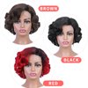 HANNE Short Curly Wigs for Black Women Side Part Ombre color Root Lace Part Short Wigs Curly Heat Resistant Loose Wave Black Women Wigs (Natural Black)