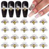 XEAOHESY 20pcs Alloy Bee Nail Charms Silver Bee Charms for Acrylic Nails Metal Nail Bee Charms Inlay Clear AB Rhinestones or Pearls Cute Mini Bees Nail Studs Nail Jewels for Women Girls Nail Art