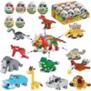Ulanlan Prefilled Easter Eggs with Toys Dinosaurs Building Blocks, Jungle Animals Building Kit for Boys Easter Basket Stuffers Easter Egg Fillers Party Favors Classroom Events 12 PCS