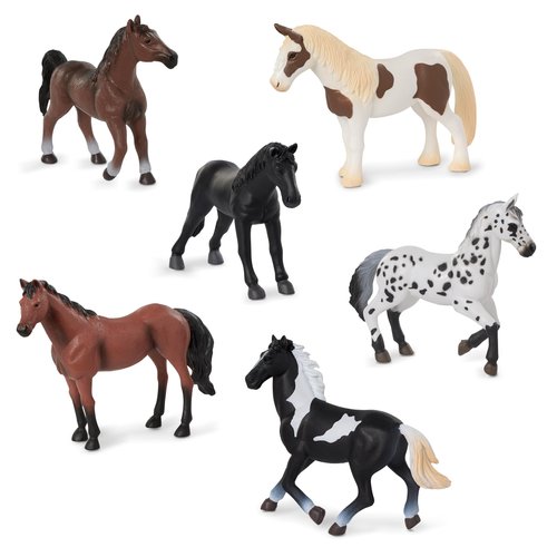 Terra by Battat – 6 Pcs 6" Horse Figurines – Horse Toy Set – Realistic Plastic Animal Figurines – Collectible Horse Gift for Kids 3+ – Party Decorations