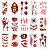 Day of the Dead Tattoos for Halloween Decorations Wound Blood Scar Temporary Tattoos Halloween Party Supplies 40 sheets Body Art Stickers Fake Tattoos for Boys Girls Women Men Cosplay Makeup Props