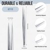 LASHVIEW Lash Tweezer, Vetus Straight Pointed Eyelash Tweezers for Profissional Grafting Eyelash Extension, Stainless Steel Needle Nose Tweezers for Lash Extension Stickers Precision Electronics, ST11