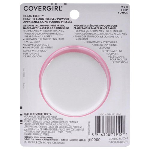 COVERGIRL COVERGIRL Clean Fresh Pressed Powder, Deep, 0.35 Ounce, 220 Deep (99350052598)