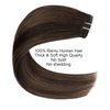 Balayage Human Hair Clip in Hair Extensions with Invisible PU Skin Weft Dark Brown Mixed Ash Brown Remy Hair Seamless Clip in Real Human Hair 30g 5pcs 16 Inch