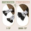 LaaVoo Brown I Tip Hair Extensions Ombre Medium Brown with Light Brown to Golden Brown Hair Extensions Itips Human Hair 16" 50g 50s