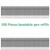 100 pcs Blue Ink Beadable Pens Refills, Replaceable Pens Refills, for Plastic Bead Ballpoint Pen Ink Refills (Blue)