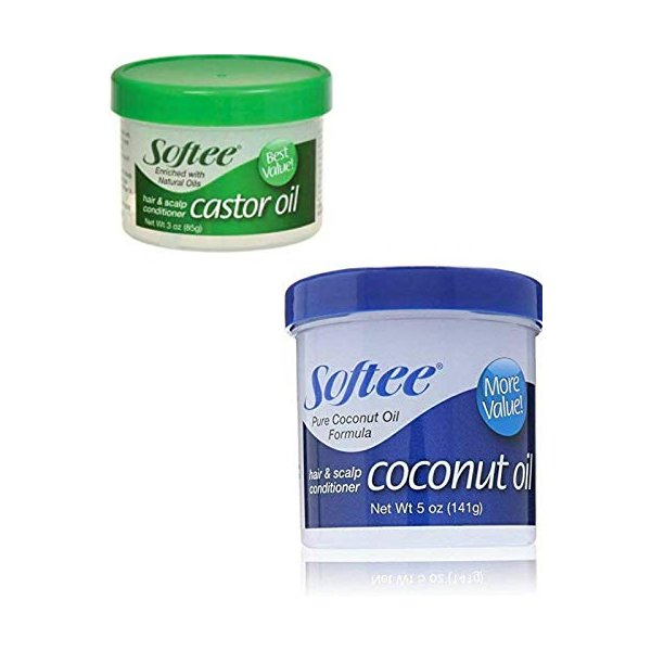 Softee Castor Oil 3 Fl.oz & Coconut Oil 5 Fl.oz Hair and Scalp Conditioner