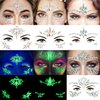 4 Sheets Euphoria Face Gems+10g Chunky Glitter, Rhinestones Stickers Glow in The Dark-Luminous Gems Body Makeup for Music Festivals Rave Carnival Cosplay Gifts for Women(2Luminous)
