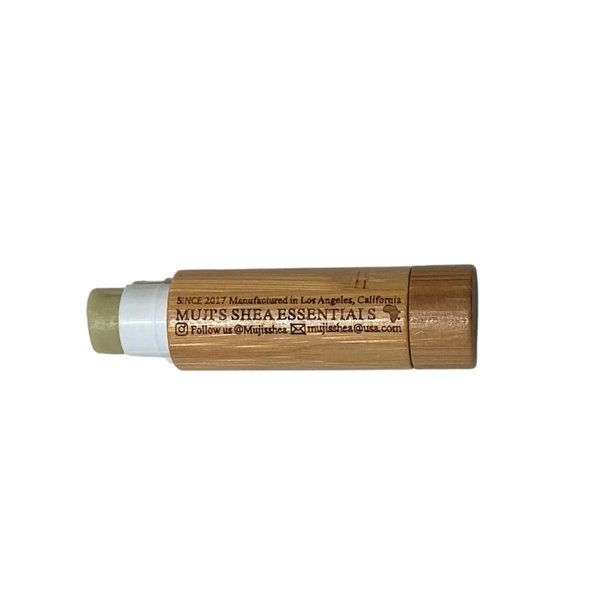 Muji's Shea Essentials Vegan Lip Balm, Matcha + Peppermint Lip Balm, 6 grams, All-Natural Lip Moisturizer, Bamboo Lip Balm Tube, Eco-Friendly, Cruelty-Free