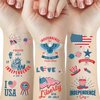 50 Pcs 4th of July Decorations Temporary Tattoos, 12 Sheets Patriotic, Memorial Day, Independence Day, Labor Day Decorations, USA Party Supplies, American Flag Red White & Blue Design