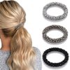 Fashey Pearl Hair Ties Rhinestone Ponytail Holder Bead Set Hair Scrunchies Elastic Hair Bands Hair Accessories for Women and Girls(Pack of 3) (Type A)