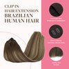 GOO GOO Clip in Hair Extensions Real Human Hair, 16inch 150g 9Pcs, 4/26/4 Balayage Chocolate Brown to Honey Blonde, Remy Human Hair Extensions Clip ins for Women, Natural Human Hair