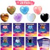 JOYPRO Valentines Day Gifts for Kids Classroom, 28 Pack Valentines Cards Goodie Bags with Heart Stones, Valentine Exchange Gifts Party Favors Crystal Gemstone Rocks for Girls Boys Classroom Prizes