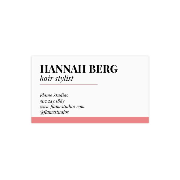Personalized Modern Hairstylist Business Cards / 100 Custom Feminine Business Cards / 2" x 3.5" Small Flat Pink Black Beauty Salon Business Card Pack/Made in The USA