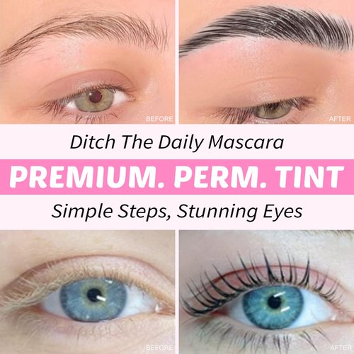 PERMANIA Lash Lift and Black Color Kit, Salon Results Eyelash Perm & Brow Lamination Kit with Detailed Instruction Easy for Beginner Natural Lasts up to 4 Weeks