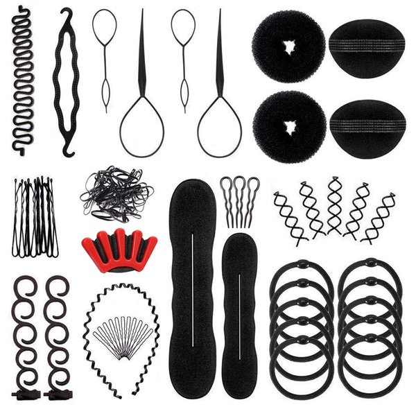 OBSCYON 27Pcs Hair Styling Set, Hair Design Styling Tools, DIY Hair Accessories Hair Modelling Tool Kit Magic Fast Spiral Hair Braid Braiding Tool for Women and Girls