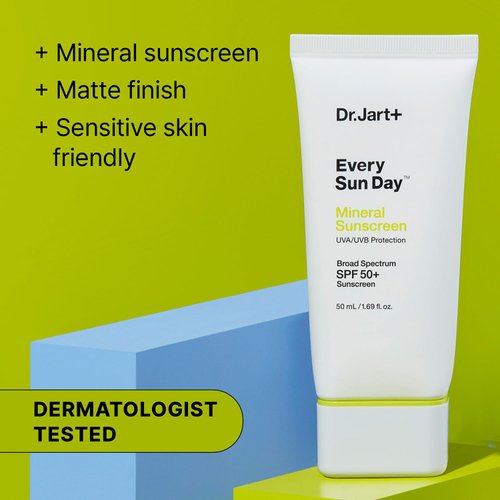 Dr.Jart+ Every Sun Day Mineral Sunscreen SPF 50+ for Face | Korean Skin Care, 1.69 Fl Oz