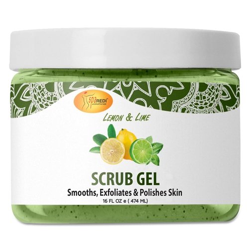 SPA REDI – Exfoliating Scrub Pumice Gel, Lemon & Lime, 16 Oz - Manicure, Pedicure and Body Exfoliator Infused with Hyaluronic Acid, Amino Acids, Panthenol and Comfrey Extract