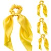 4 Pcs Yellow Women Girl Bow Satin Ribbon Ponytail Scarf Hair Tie Rope Scrunchies Elastic Band Hair Scrunchies Bands Elastics and Ties Hair Elastics Ties