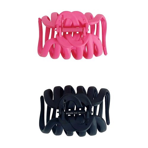 QTMY 2 Pack Hair Claw Clips for Styling,Decorative Fancy Hair Clips for Girls Women,Pink Black