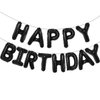 Black Happy Birthday Balloon Banner, 16 Inch Foil Mylar Happy Birthday Balloons Letters, Reusable Happy Birthday Sign, Black Birthday Decorations for Women, Men, Boys and Girls