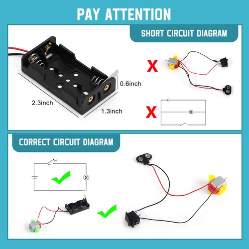 Sntieecr 276PCS DC Motor Kit, Mini Electric Circuit Kit for DIY Science Projects with Motors, LED Light, Vanes Propeller, AA Battery Holder, Plastic Gears, Gift for Kids