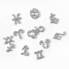 JCAKES 36pcs Silver Zodiac Sign Nail Charms for Acrylic Nails Alloy Twelve Constellation Zodiac Letter Charm Jewels Studs Hollow Letter Nail Art Nail Decoration DIY Craft for Home&Salon