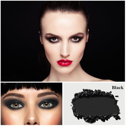 MEICOLY Black Eye Shadow with Mirror,Matte Single Eyeshadow,Pressed Powder Eyeshadow Makeup,Matte Shade Eyelid Color Eye Makeup for Women,High Pigment,Long Wear,Waterproof,Natural,Intense Color