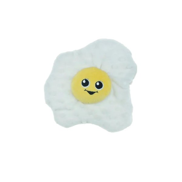 PUREPET Plush Squeaker Toys for Small to Medium Dogs Food Junkies Funny Snack Characters (7 Inch Fried Egg)