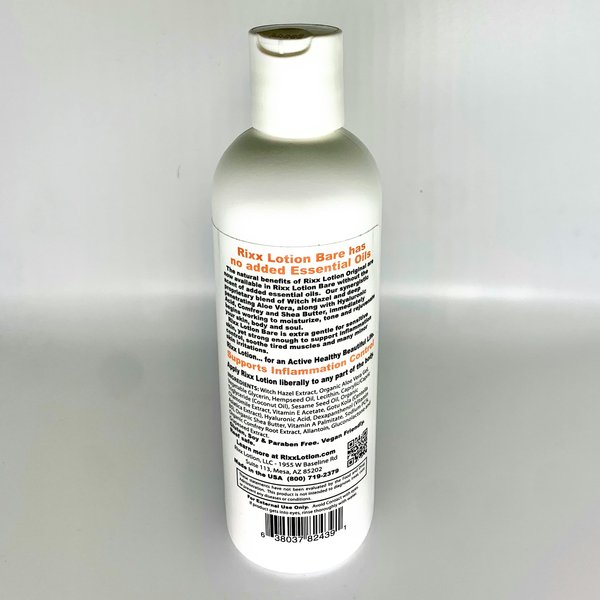 Rixx Lotion Bare Natural Herbal Blend (Sport Cap) with Witch Hazel, Aloe Vera, Shea Butter and Hyaluronic Acid. Moisturizer and Skin Toner for Face and Body.