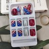 Independence Day Press on Nails Short Square Fake Nails Silver Glitter Acrylic Glue on Nails Full Cover American Flag Stick on Nails 4th of July Nails Press on Artificial False Nails for Women Girls