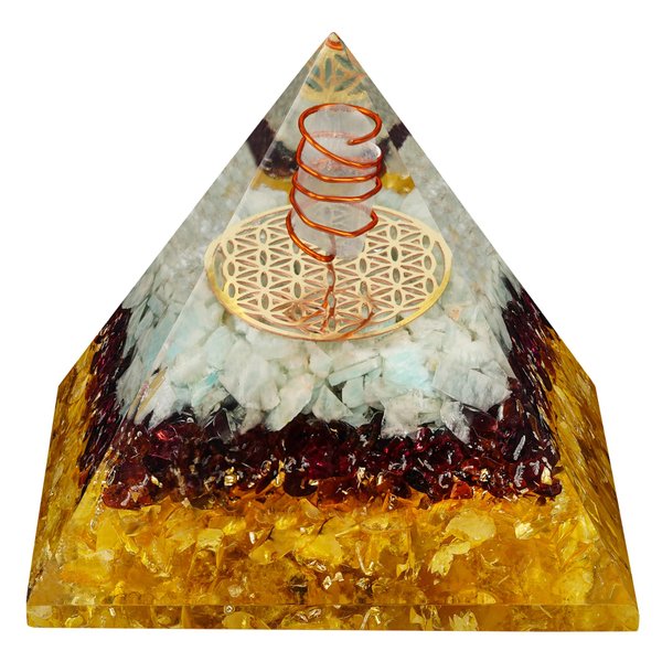 Healing Crystals Orgone Pyramid Gifts for Women, Citrine Orgonite Pyramids for Meditation, Chakra Balance, Positive Energy, Success, Handmade Home and Office Decor, Birthday Gifts
