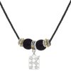 Delight Jewelry Silvertone 3-D Eye shadow Makeup Palette - Two-tone Cross Black Beaded Necklace, 18"+2"